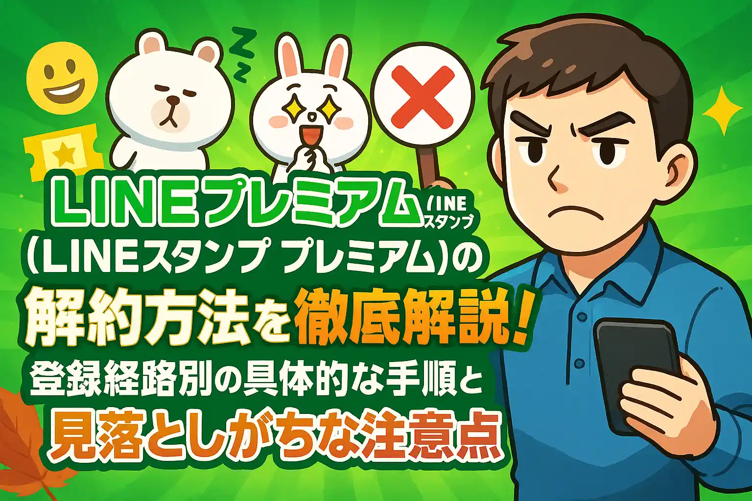 LINEプレミアム（LINEスタンプ プレミアム）の解約方法を徹底解説！登録経路別の具体的な手順と見落としがちな注意点